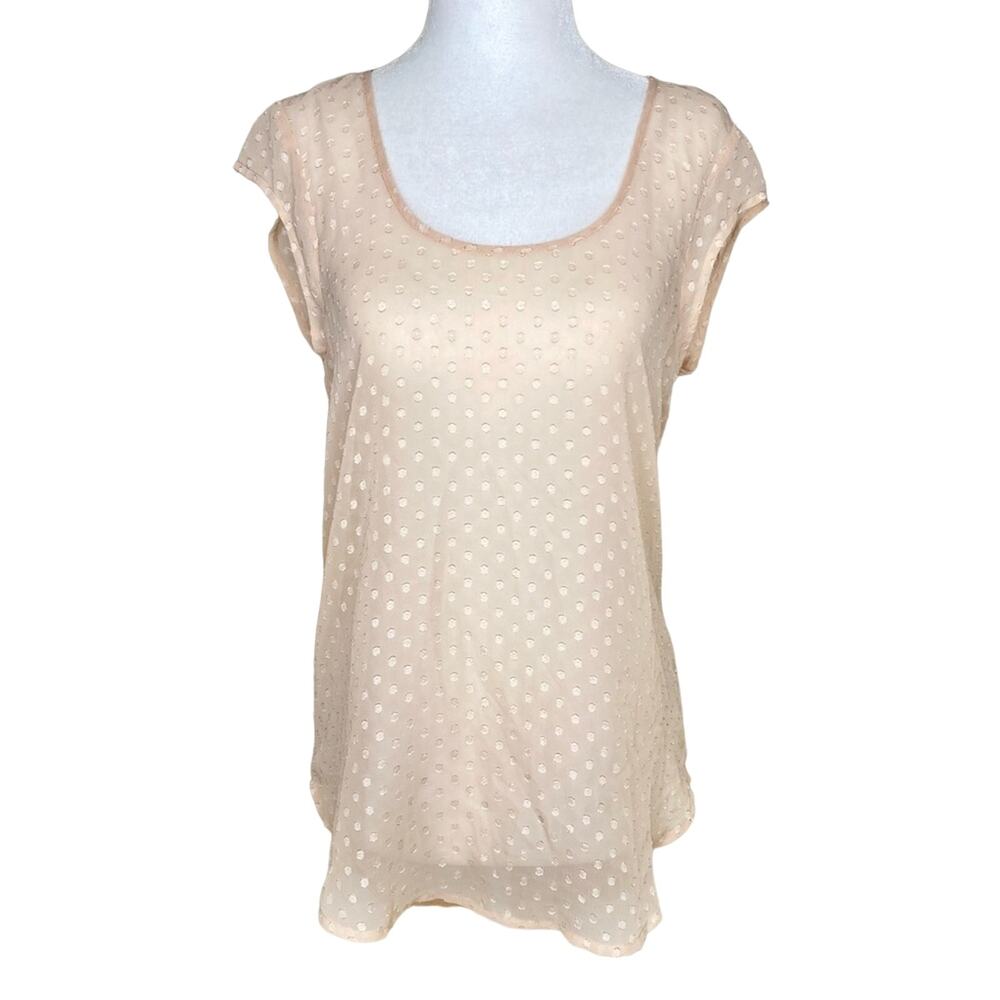 Daniel Rainn Blush Swiss Dot Sleeveless Blouse XS